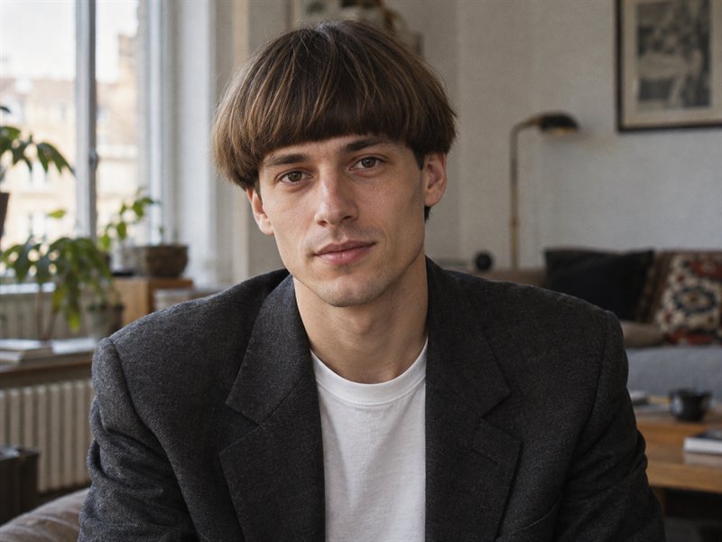 Bowl cut and blazer